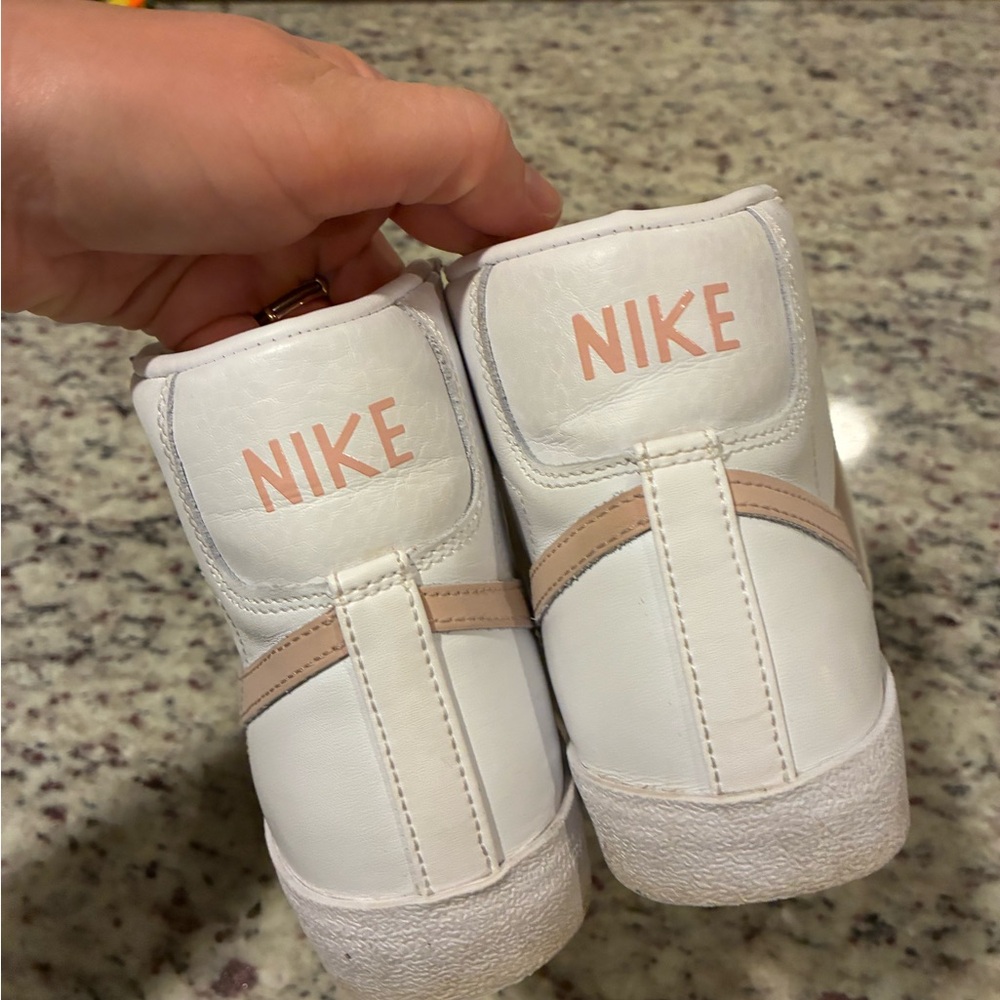 Nike Women's White and Beige High-Top Sneakers